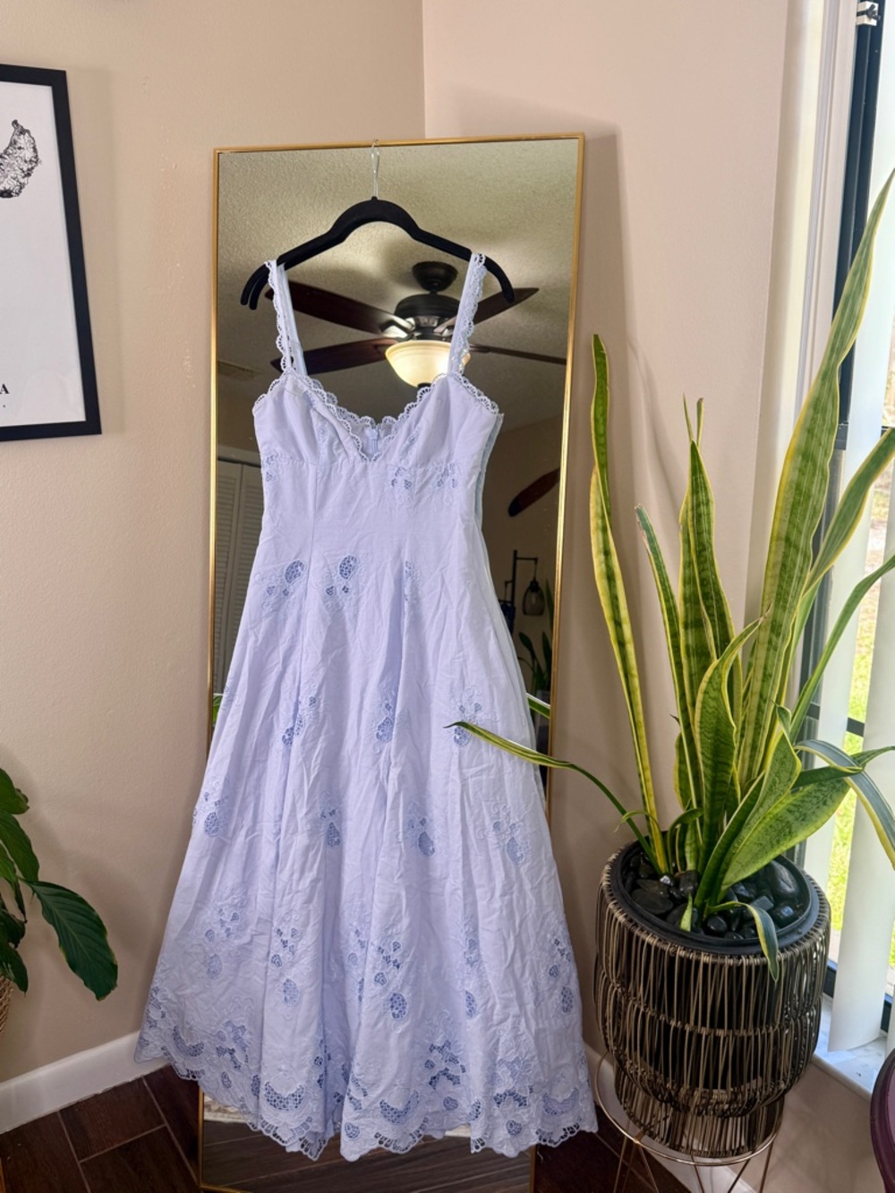 House of CB TATIANA Bluebell Lace + Cotton Broderie Anglais Midi Sundress NWOT - Picture 5 of 11